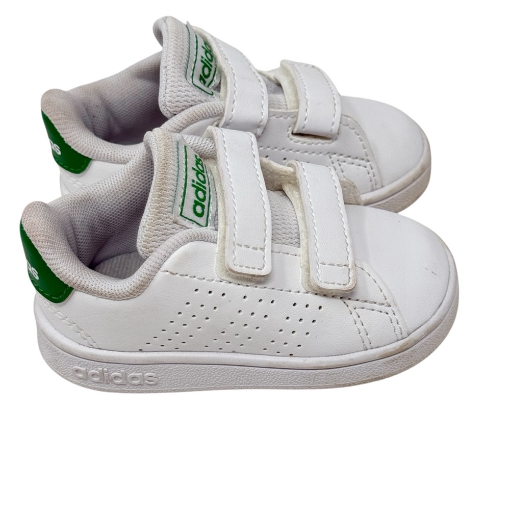 Adidas Advantage Base 2.0 White Green Sneakers Baby Toddler Size 4K